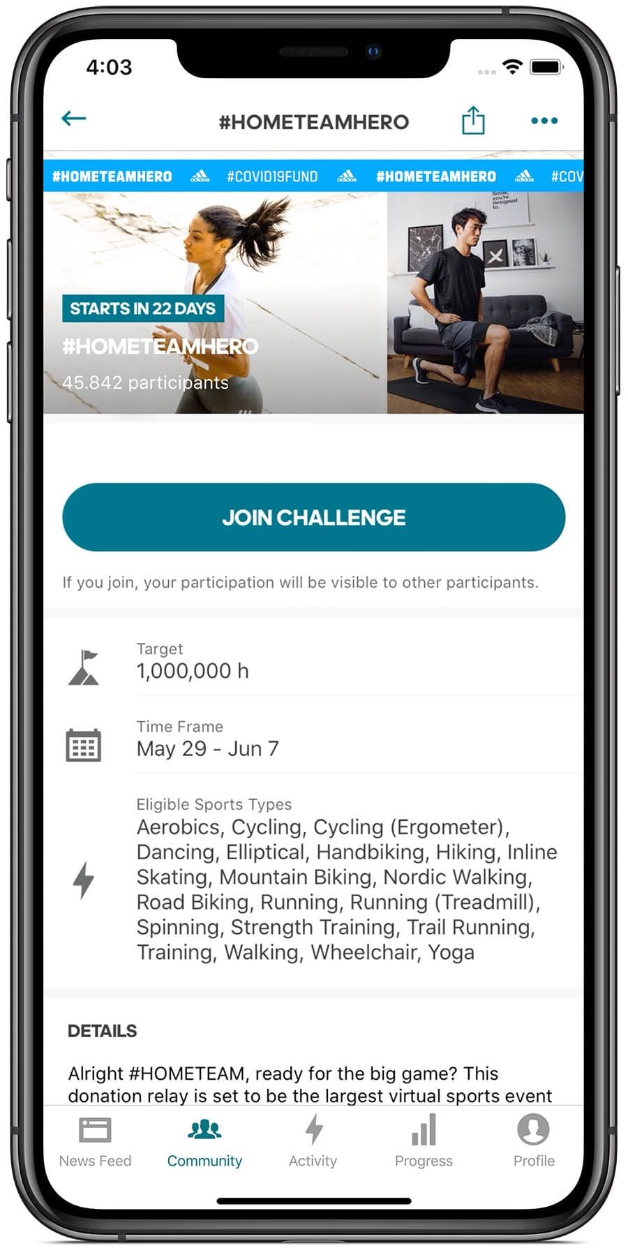 adidas HOMETEAMHERO challenge 2 adidas #HOMETEAMHERO challenge