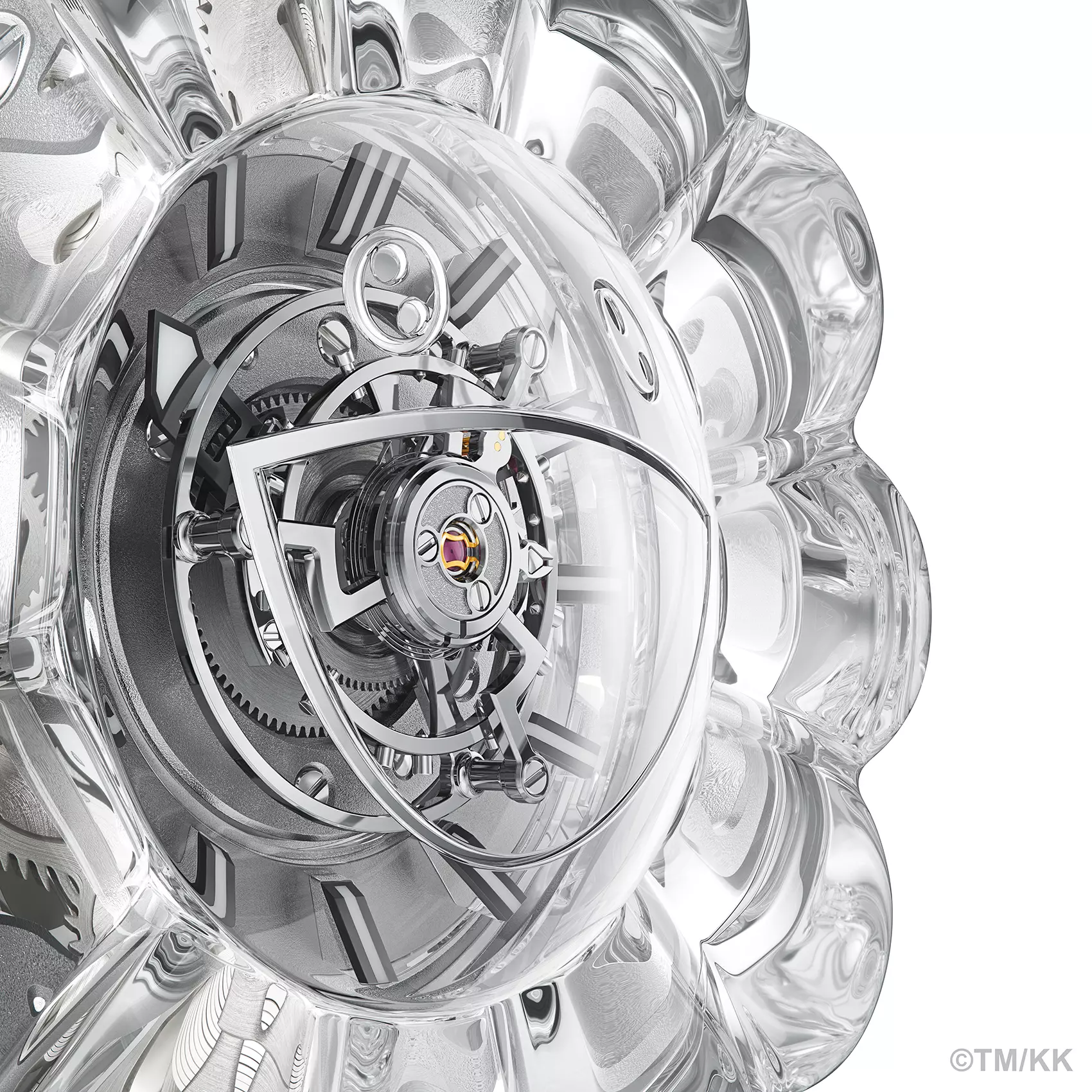 Takashi Murakami et Hublot collaborent à la création d'une montre tourbillon MP-15 transparente avec des pétales en saphir uniques